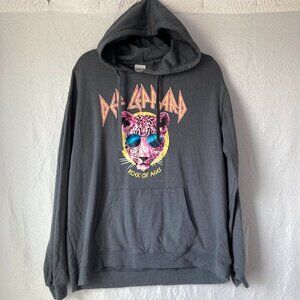 Def Leppard Rock of Ages Men's Gray Graphic Print Hoodie Rock Band Size XXL